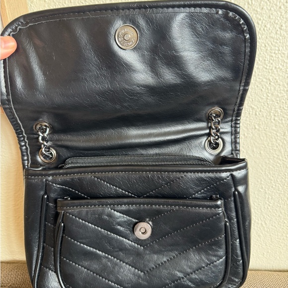 Black Quilted Leather Shoulder Bag with Logo - Picture 4 of 9
